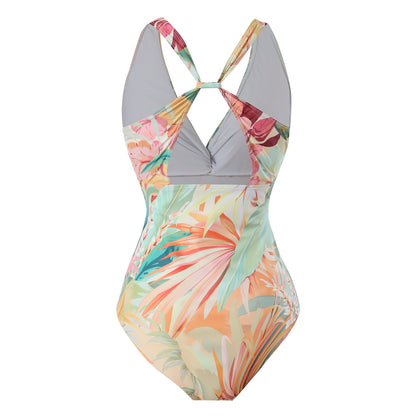 One-piece Swimsuit Sexy Slimming Backless European And American Printed Swimsuit