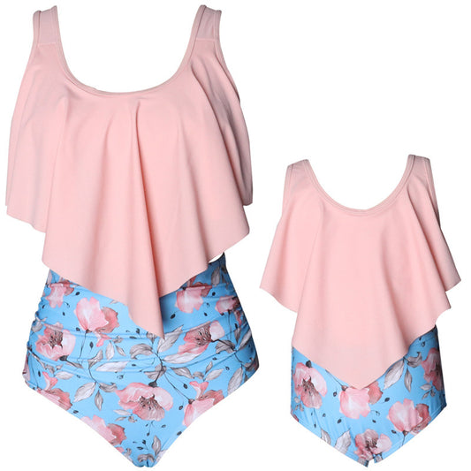 Ruffled Parent-Child Swimwear