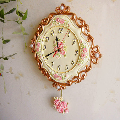 European Floral Wall Clock - Silent Movement