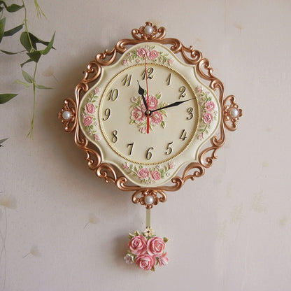 European Floral Wall Clock - Silent Movement