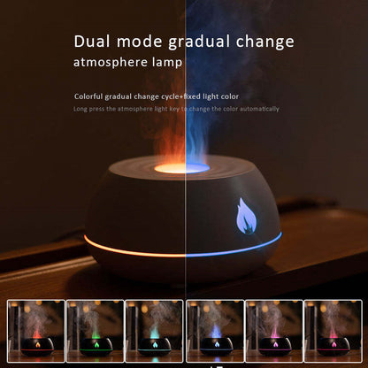 Flame Humidifier Aromatherapy Diffuser 7 Colours Light Home Air Humidifier 130ML USB Room Fragrance Essential Oil Diffuser