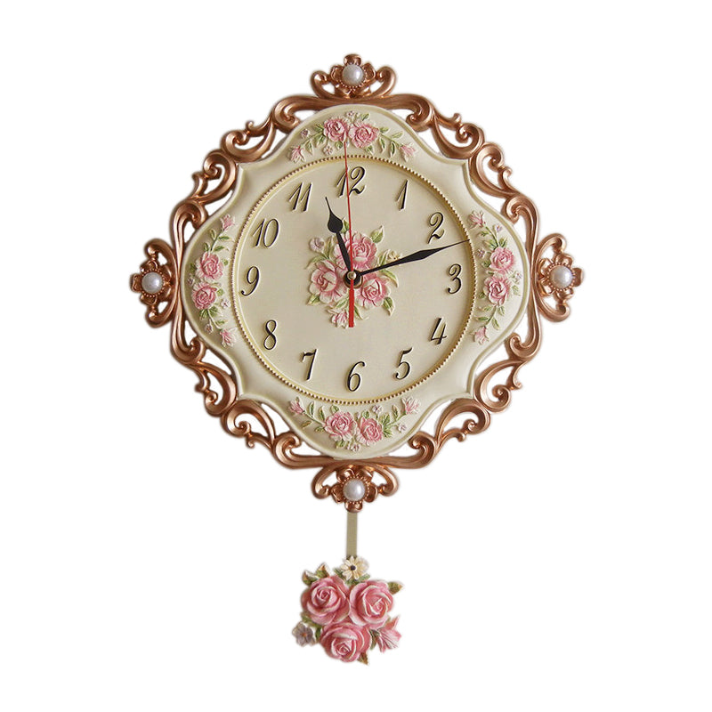 European Floral Wall Clock - Silent Movement