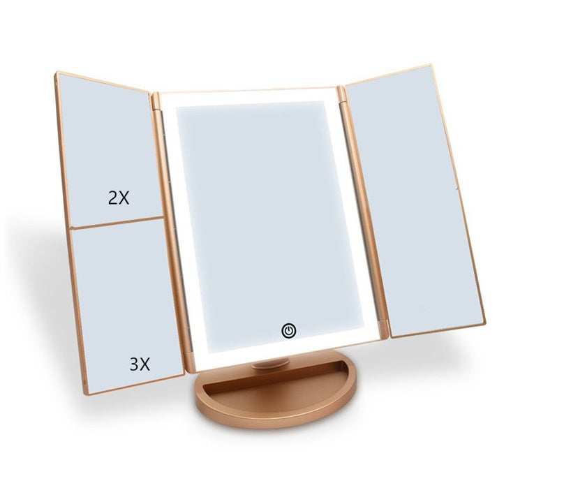 24 LED Magnifying Lighted Cosmetic Makeup Mirror Tabletop Tri-fold Touch Screen Mirror Touch Screen