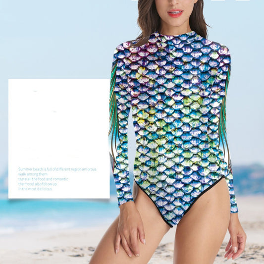 New Mermaid Swimwear Women's Long Sleeve One Piece Swimwear