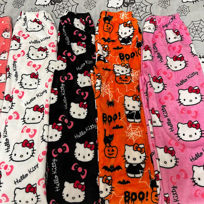 Hello Kitty Flannel Pajamas - Women's Cartoon Casual Home Pants