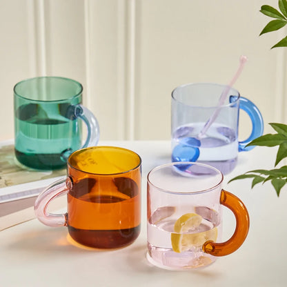 Fat Handle Glass Mug Coffee Cup Heat Resistance Mug Milk Tea Cup Drinkware Coffee Mug Glass Cups Glass Coffee Cup