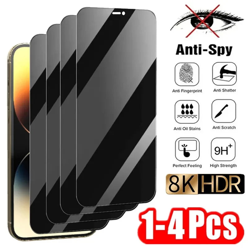 1-4Pcs Anti-spy Tempered Glass for IPhone 15 14 13 12 11 Pro Max Full Cover Privacy Screen Protector For iPhone 13 14 15 Glass