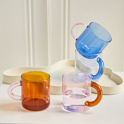 Fat Handle Glass Mug Coffee Cup Heat Resistance Mug Milk Tea Cup Drinkware Coffee Mug Glass Cups Glass Coffee Cup