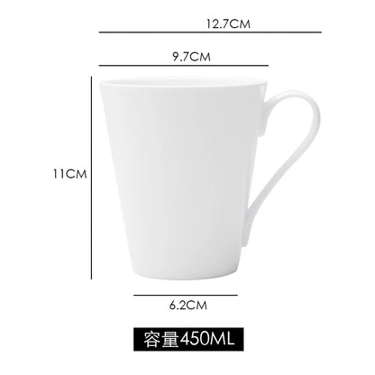 White Bone China Mug Water Cup Large-capacity Ceramic Cup Home Office Coffee Cup Milk Cup Tea Cup Nordic Style Mug Decoration