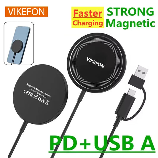 VIKEFON Magnetic Wireless Charger for iPhone 15 Pro Airpods - Fast Charging Stand