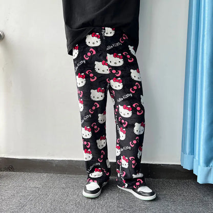 Hello Kitty Flannel Pajamas - Women's Cartoon Casual Home Pants