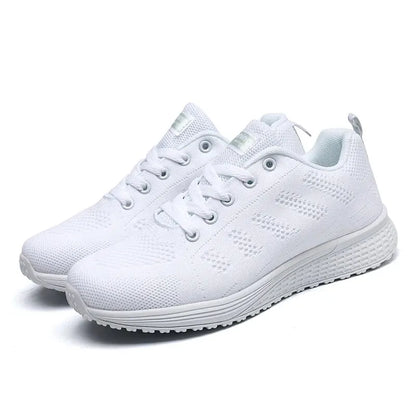 Women Casual Shoes Fashion Breathable Walking Mesh FlatShoesSneakers White Female Footwear