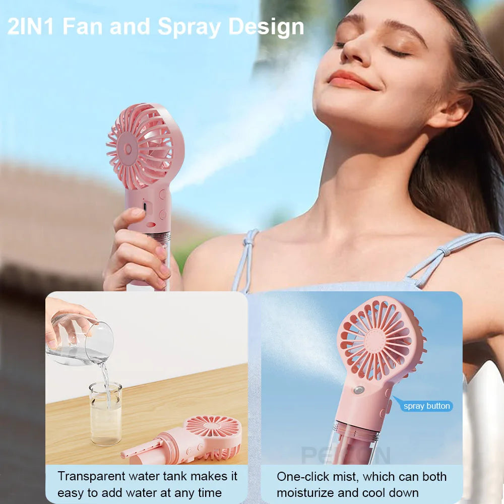 Portable Handheld Fan with Spray