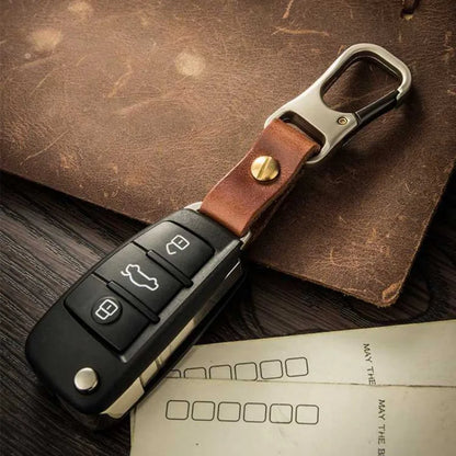 2022 Luxury Genuine Leather Keyring Keychain Men's Simple Key Chains Holder Keyfob For Car Accessories Gift