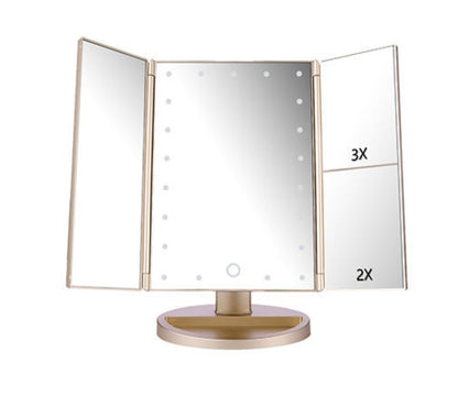 24 LED Magnifying Lighted Cosmetic Makeup Mirror Tabletop Tri-fold Touch Screen Mirror Touch Screen