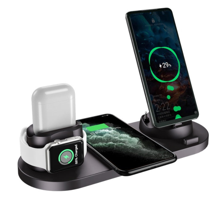 15W Wireless Charger Dock Station 4 in 1 For iPhone 11 12 13 Airpods Pro Micro Type C USB Stand Fast Charging For Apple iWatch 6