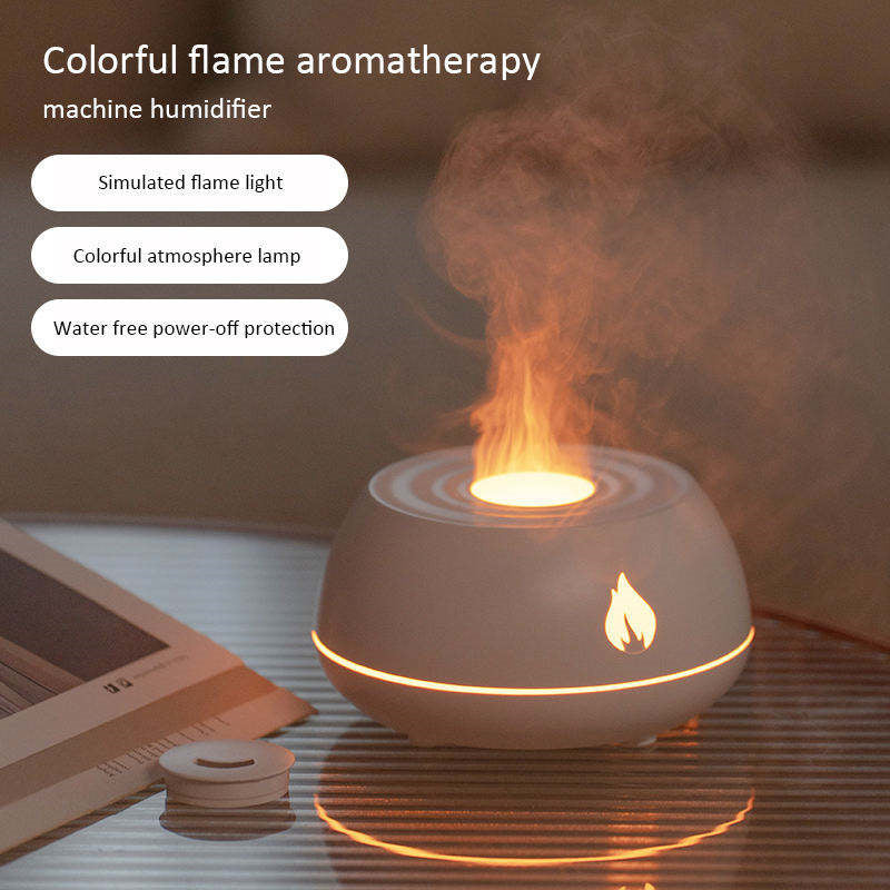 Flame Humidifier Aromatherapy Diffuser 7 Colours Light Home Air Humidifier 130ML USB Room Fragrance Essential Oil Diffuser