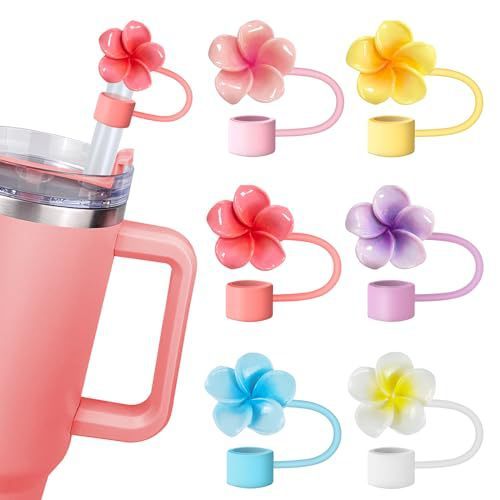 White Resin Flower Suitable ForGlass 04-inch Silicone Straw