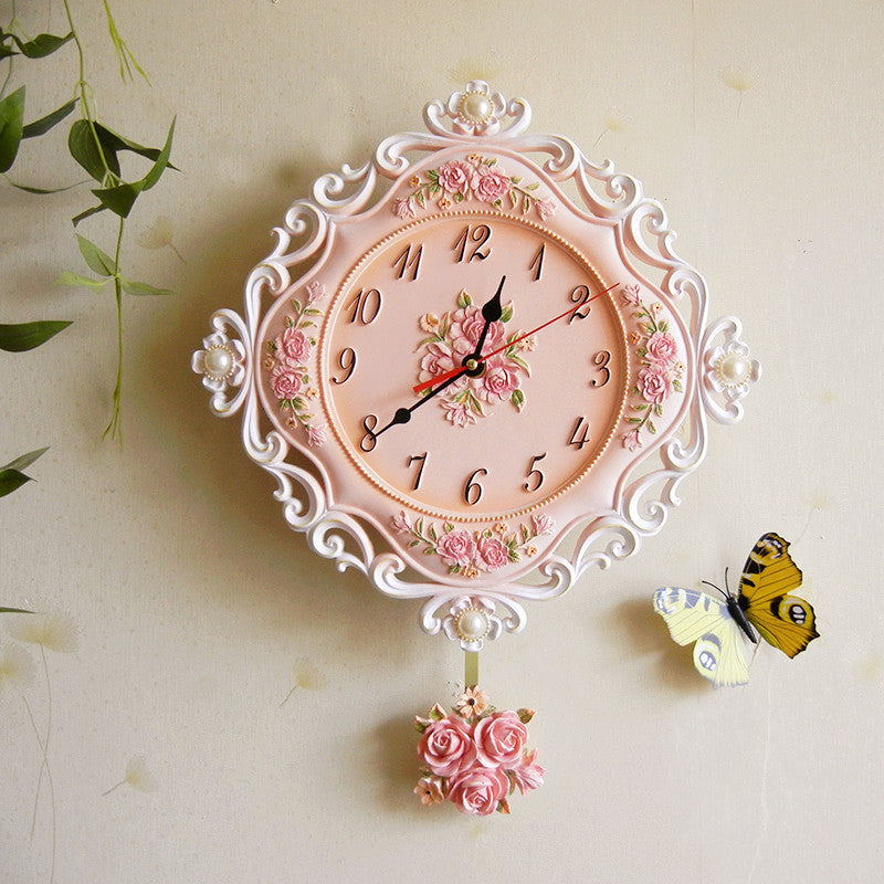 European Floral Wall Clock - Silent Movement