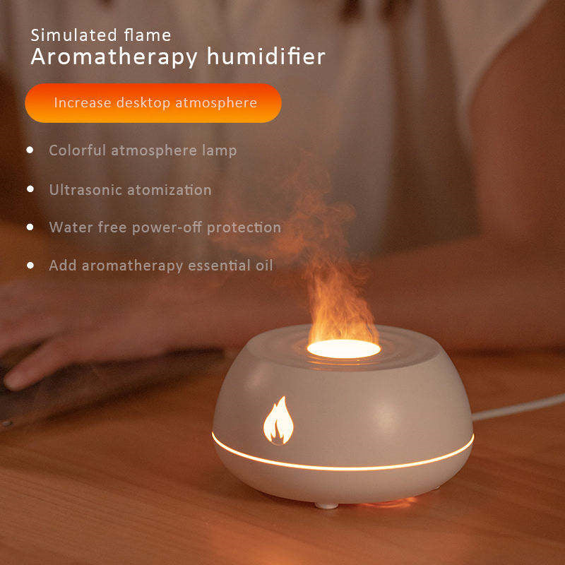 Flame Humidifier Aromatherapy Diffuser 7 Colours Light Home Air Humidifier 130ML USB Room Fragrance Essential Oil Diffuser