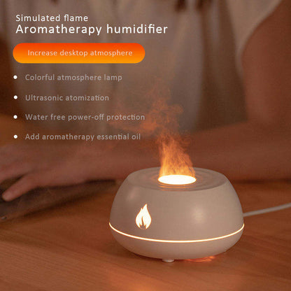 Flame Humidifier Aromatherapy Diffuser 7 Colours Light Home Air Humidifier 130ML USB Room Fragrance Essential Oil Diffuser