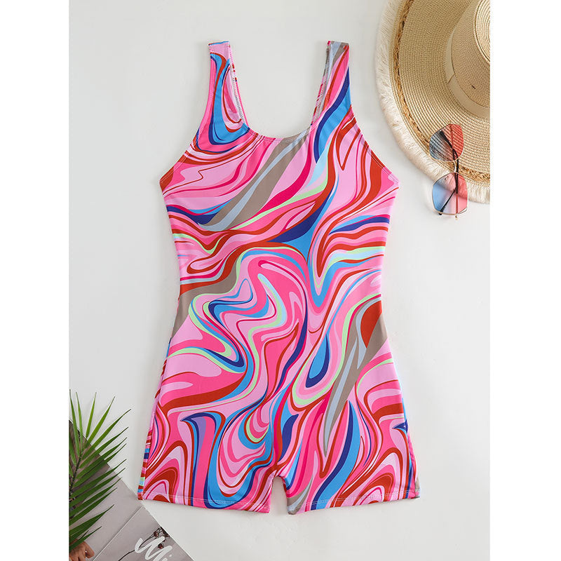 Printed Conservative One-piece Swimsuit