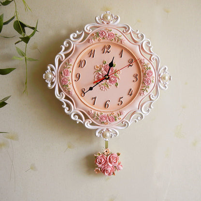 European Floral Wall Clock - Silent Movement